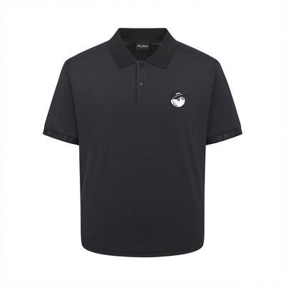 代购MALBON GOLF男士POLO透气吸汗黑色混纺日常休闲男装爆款简约