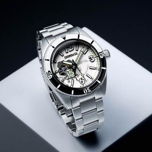 Spinnaker海绵宝宝联名限量款涂鸦夜光防水自动机械手表男43mm