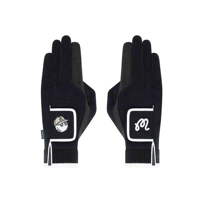 代购MalbonGolf男士手套保暖防风贴合手型耐磨黑色合成皮革