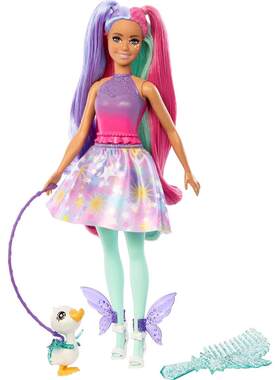 海外代购BARBIE/芭比娃娃换装互动梳理头发多彩长发双马尾