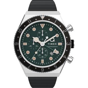 代购Timex天美时男士腕表计时夜光测速日期钢带防水黑带绿盘