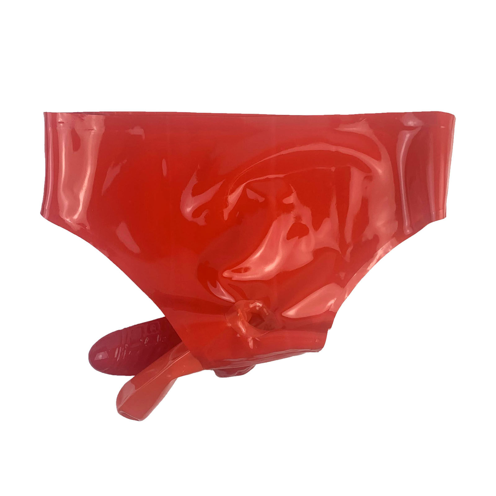 MONNIK乳胶男士短款红色内裤配两条18cm护套紧身派对手工制作