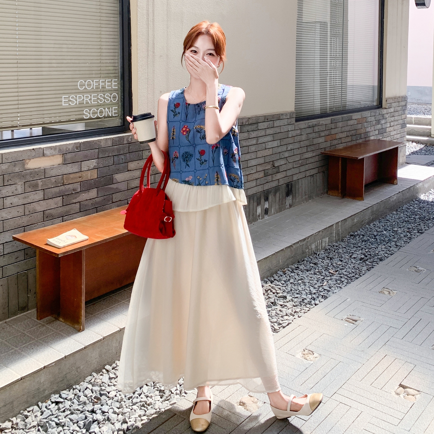 199-26273-P155-控228【现货】两件套印花小衫半身裙，女装连衣裙，浙宝199