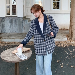 199-W06-双面呢P265-控378【好款现货】棋盘格双面呢外套百搭,h型男装大衣怎么搭配图片