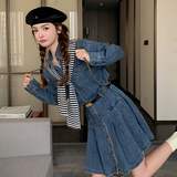 复古小个子牛仔连衣裙女2025春新款韩版收腰显瘦学院风减龄百褶裙,女装连衣裙,浙宝199, 复古小个子牛仔连衣裙女2025春新款韩版收腰显瘦学院风减龄百褶裙,女装连衣裙,浙宝199,