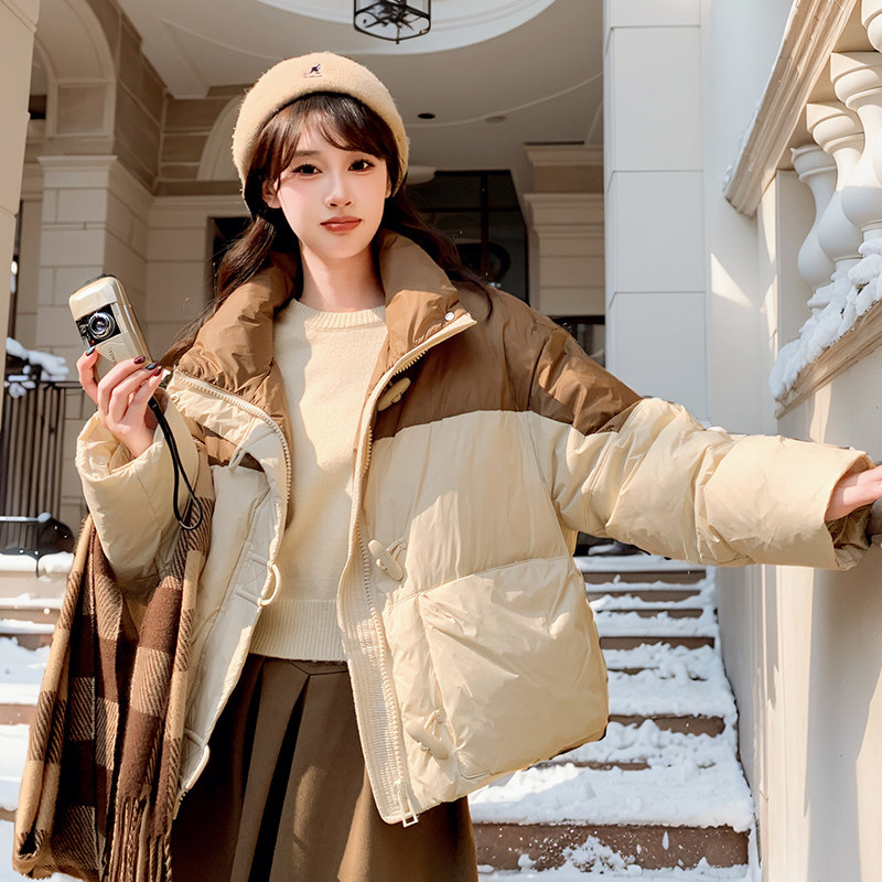 拼色羽绒服90【现货小短款】保暖轻柔199-D395-P275-控428,女装羽绒服,浙宝199