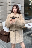 199-W27-P215-控328【档口现货】羊羔毛皮毛一体牛角扣厚外套，女装短外套，浙宝199