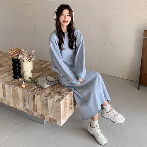 蕾丝花边拼接卫衣套装裙女2025春季新款韩系简约休闲半身裙两件套图片