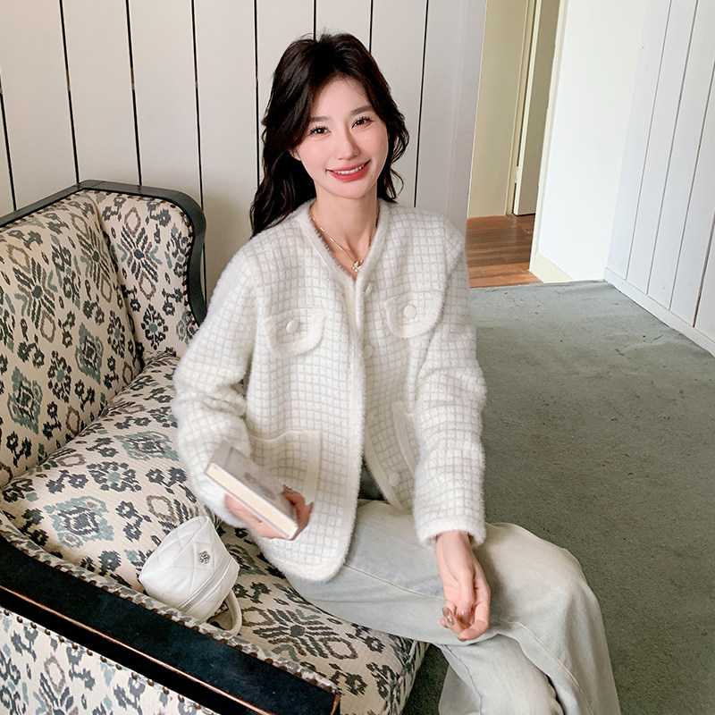 新款【现货秋款】小外套小香风马海毛199-26059-P125-控188,女装短外套,浙宝199