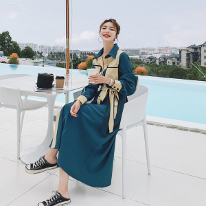 法式复古轻熟风衬衫裙女2025春季新款高级感收腰长裙超好看连衣裙图片