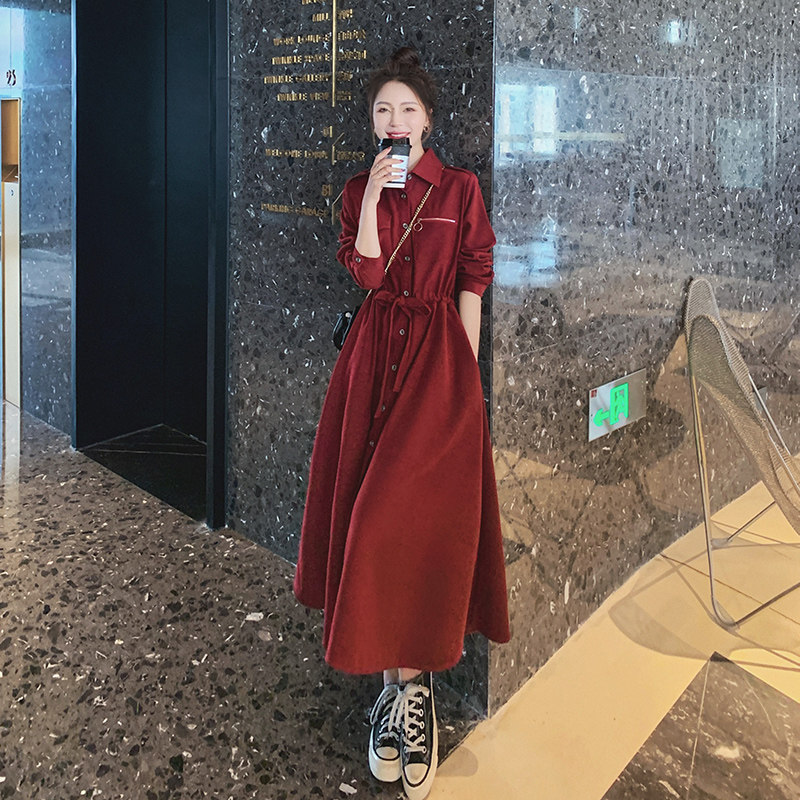 赫本风红色连衣裙女时尚衣服春装2025春秋新款爆款别致高级感裙子,女装连衣裙,浙宝199