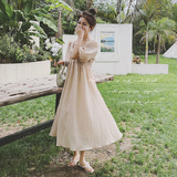 法式浪漫高腰连衣裙夏季女高级感裙子2025新款气质绝美显瘦长裙子，女装连衣裙，浙宝199