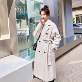 赫本风时尚韩版白色毛呢外套女2024秋冬新款高级感气质呢子大衣潮，女装毛呢外套，浙宝199