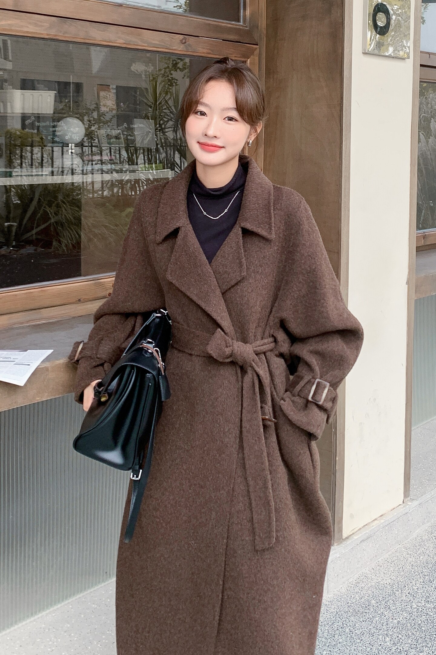 199-W20-双面羊绒P280-控398【好款现货】咖啡色韩版双面呢,女装毛呢外套,浙宝199