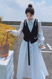 小众设计感撞色拼接长袖连衣裙女秋季2024新款时尚洋气衬衫长裙子，女装连衣裙，浙宝199