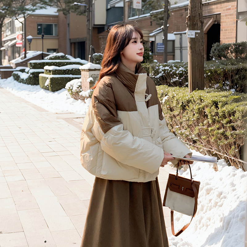 拼色羽绒服90【现货小短款】保暖轻柔199-D395-P275-控428，女装羽绒服，浙宝199