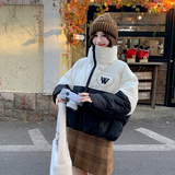 黑白拼接立领羽绒服女冬短款2024新款小个子加厚拼色90白鸭绒，女装羽绒服，浙宝199