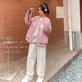 设计感粉色棒球服短外套女2025春秋季新款学院风甜美减龄夹克上衣，女装短外套，浙宝199