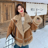 199-W81-P205-K298【好款现货】皮毛一体长毛保暖厚外套，女装短外套，浙宝199