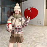 199-圣诞款毛领可拆W103-P155-控228【好款现货】费尔岛针织外套，女装短外套，浙宝199