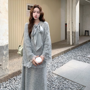 慵懒风针织毛衣套装女2025秋季新款氛围感超好看减龄半身裙两件套图片