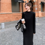 法式轻熟风黑色针织连衣裙女2024秋季新款千鸟格马甲打底裙，女装连衣裙，浙宝199