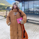 199-W65-50绒P275-控428【好款现货】长款羽绒服牛角扣，女装羽绒服，浙宝199