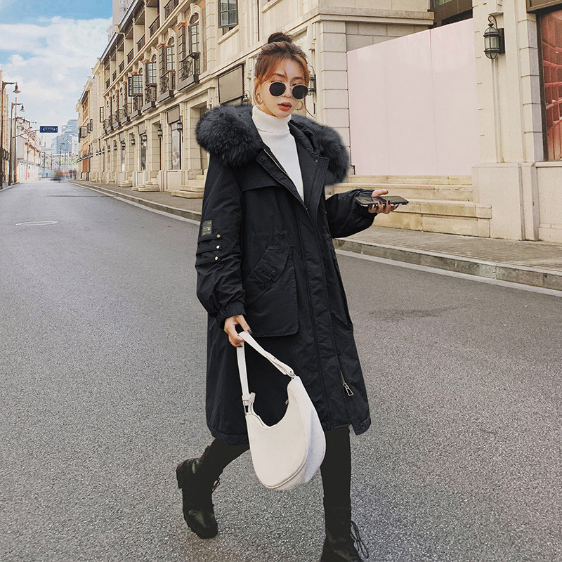90%羽绒派克服外套女冬季加厚2022新款收腰大毛领工装保暖羽绒服,女装羽绒服,浙宝199