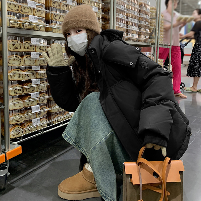 黑色爆款连帽羽绒棉服女冬新款学生加厚棉衣外套短款小个子面包服,女装棉衣/棉服,浙宝199