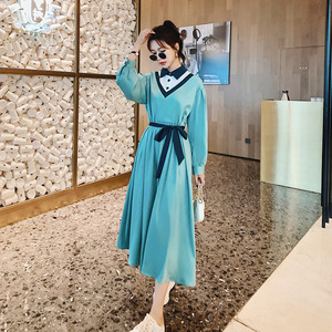 温柔风泡泡袖连衣裙女收腰显瘦2025初秋新款韩版法式森系别致长裙图片