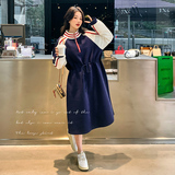 清仓捡漏一线品牌专柜剪标女装秋冬季立领撞色拼接抽绳长袖连衣裙，女装连衣裙，浙宝199