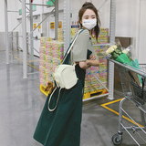 绿色工装背带裙女夏季宽松大码收腰遮肉显瘦减龄连衣裙，女装连衣裙，浙宝199