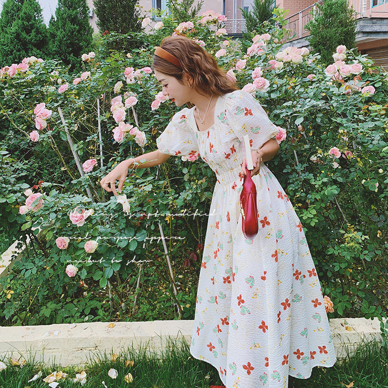 法式浪漫碎花连衣裙女夏2025新款甜美小个子泡泡袖高级感森系长裙，女装连衣裙，浙宝199