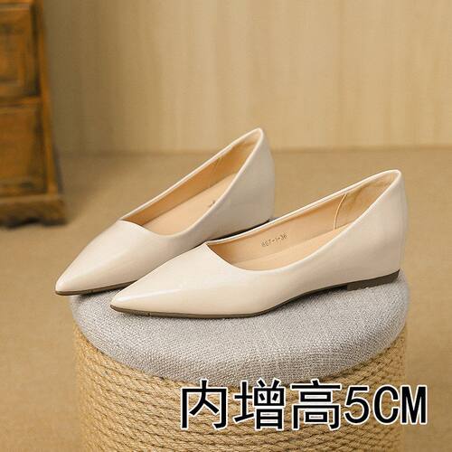 惠莉雅D867-1内增高平底鞋尖头浅口职业单鞋女工作不累脚百搭女鞋