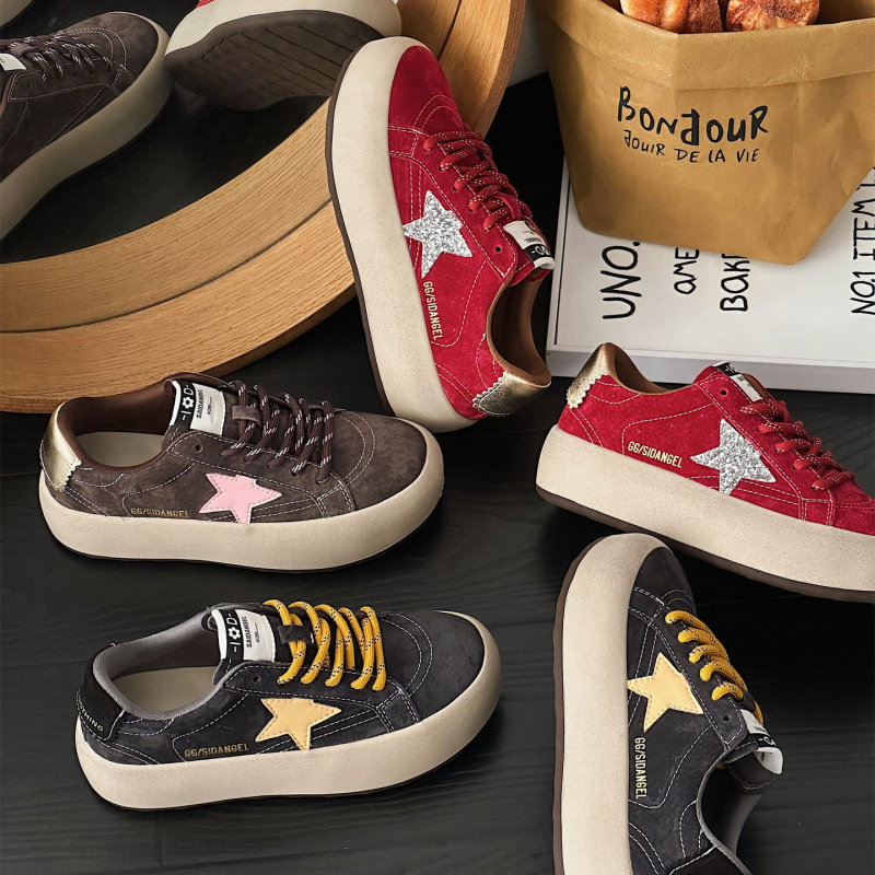 复古做旧星星小脏鞋厚底休闲轻便