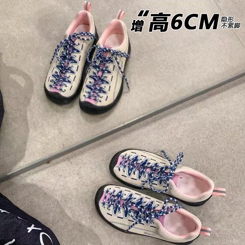 山系女孩~防滑丑萌户外鞋厚底春秋新款运动小码鞋女内增高登山鞋