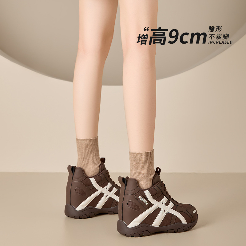 9cm内增高真皮德训鞋女鞋秋冬季