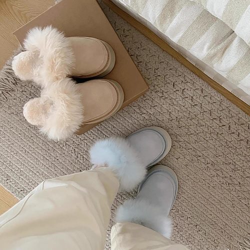 保暖长绒毛一脚蹬雪地靴