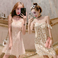 Hộp đêm của phụ nữ khí chất phụ nữ sequin sling váy cổ tích thủy triều gợi cảm backless Slim lưới cắt thấp váy mùa hè - Váy eo cao 	váy dây rút eo	