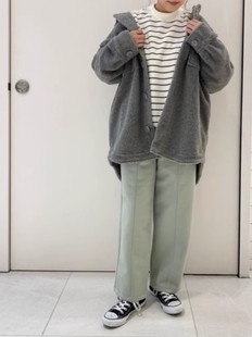 九分裤 薄绒宽松阔腿裤 纯色森系秋冬 日本单小众高腰直筒裤 彬彬家