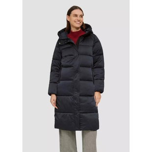 彬彬家~欧美贵牌户外厚实缎面中长款外套夹棉长款风衣连帽防水冬