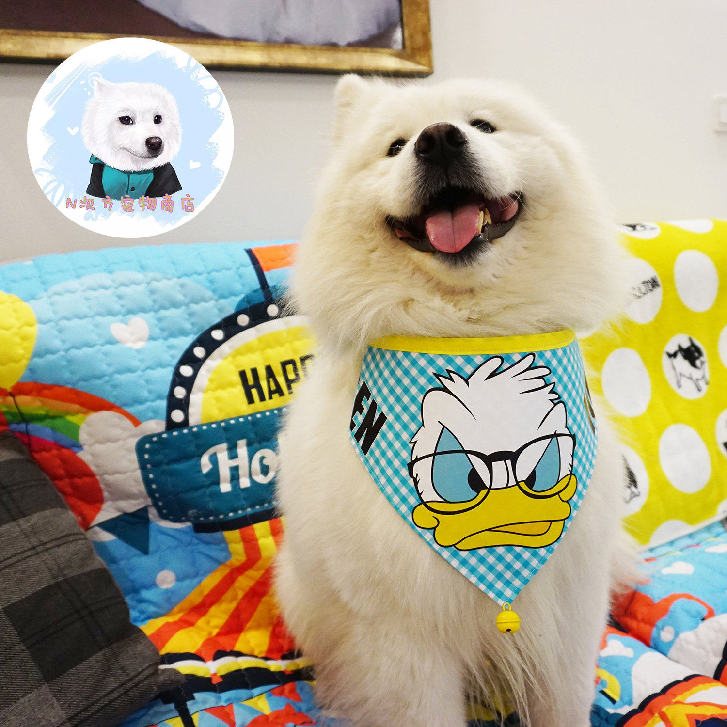 新款l-大型三角大狗巾金毛拉布拉多大中型犬用围巾可爱卡通围兜