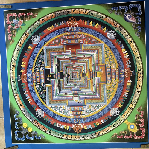 时轮金刚坛城唐卡手绘唐卡坛城客厅装饰画玄关书房佛堂装饰画唐卡