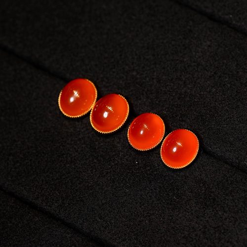18k金镶嵌天然南红玛瑙保山冰红耳钉耳饰耳坠颜色鲜艳荧光色女生
