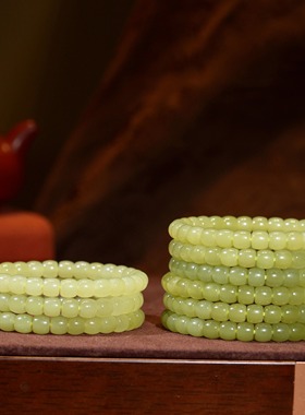 新疆和田玉若羌黄口料直切6×7老型珠手串女款简约百搭款