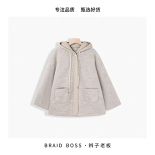 连帽羊羔毛棉服外套250388 衣长70 BRAID