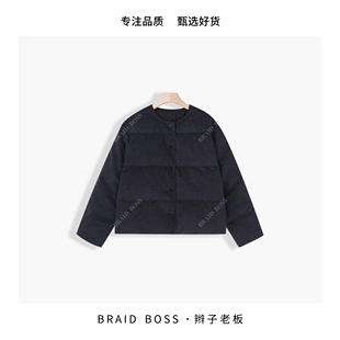 鹅绒服外套 BRAID 女款 衣长57羊毛桑蚕丝混纺圆领冬季 25960YMLJ