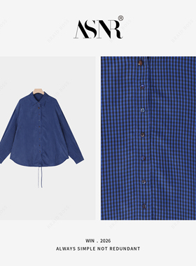 BRAIDI 衣长70  26SS/ 100%铜氨丝 门襟抽绳蓝格衬衫1S-737YSY