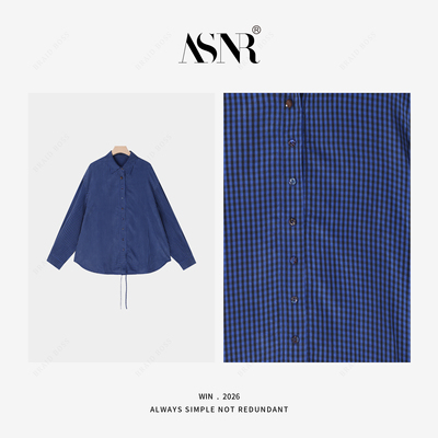 BRAIDI 衣长70  26SS/ 100%铜氨丝 门襟抽绳蓝格衬衫1S-737YSY