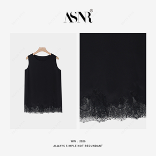 强推B入 进口缎感三醋酸纤维 轻薄干爽百搭蕾丝背心YMLJ BRAID